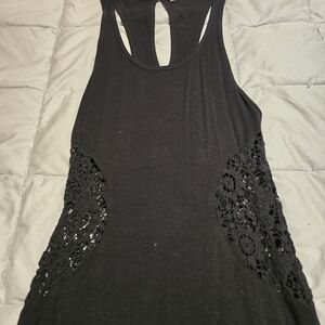 Rip Curl Black Maxi Dress with Lace Accents